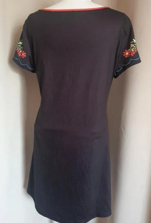Vestido negro de manga corta con estampado floral talla 40 - L – photo 5